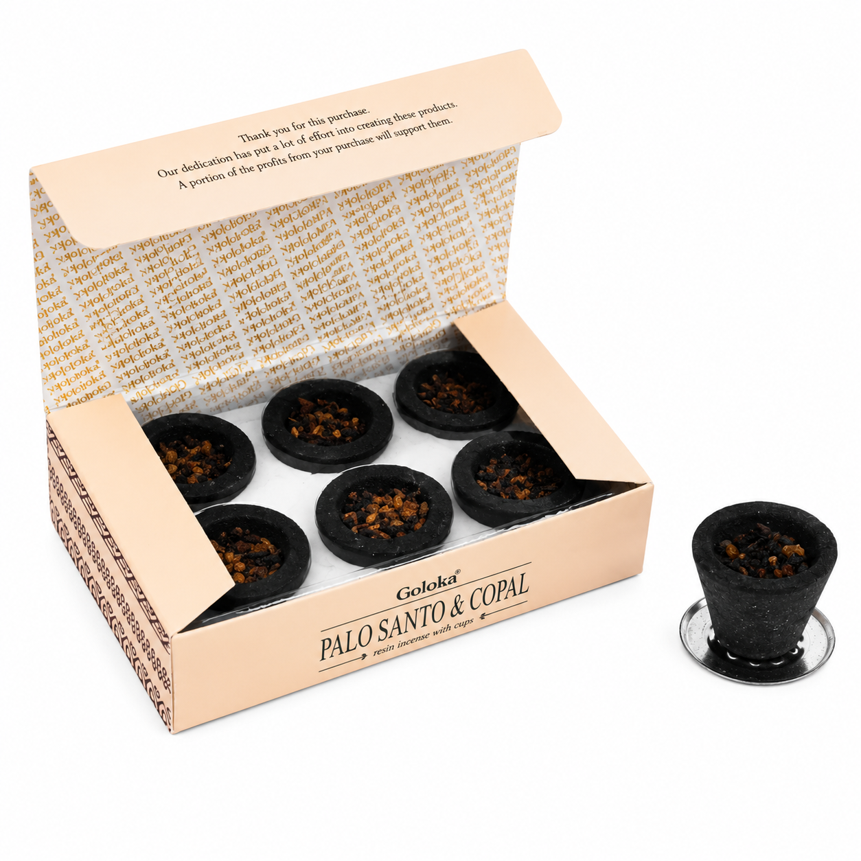Copas de Carbón para Sahumar | Palo Santo y Copal – Goloka (6 unidades)