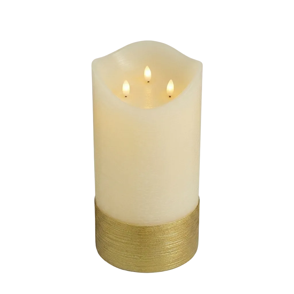 Vela LED Decorativa Grande Blanco & Dorado