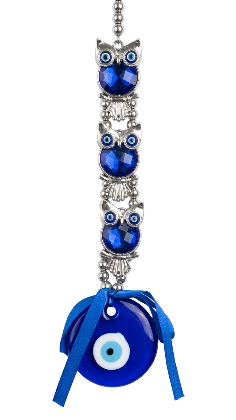 Amuleto Sabiduría y Protección: Trio de Búhos Ojo Turco✨🧿
