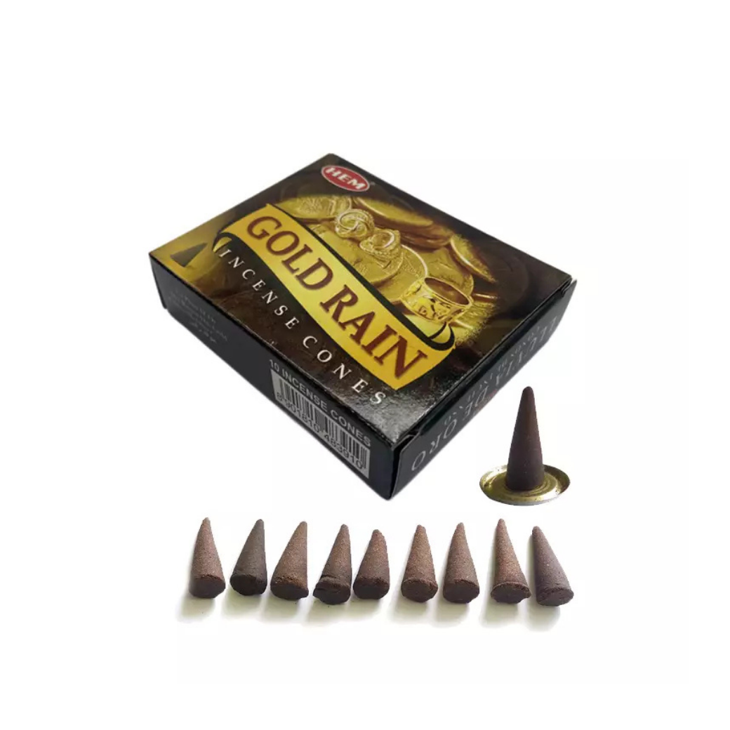 Conos de Incienso HEM Gold Rain – 25 g