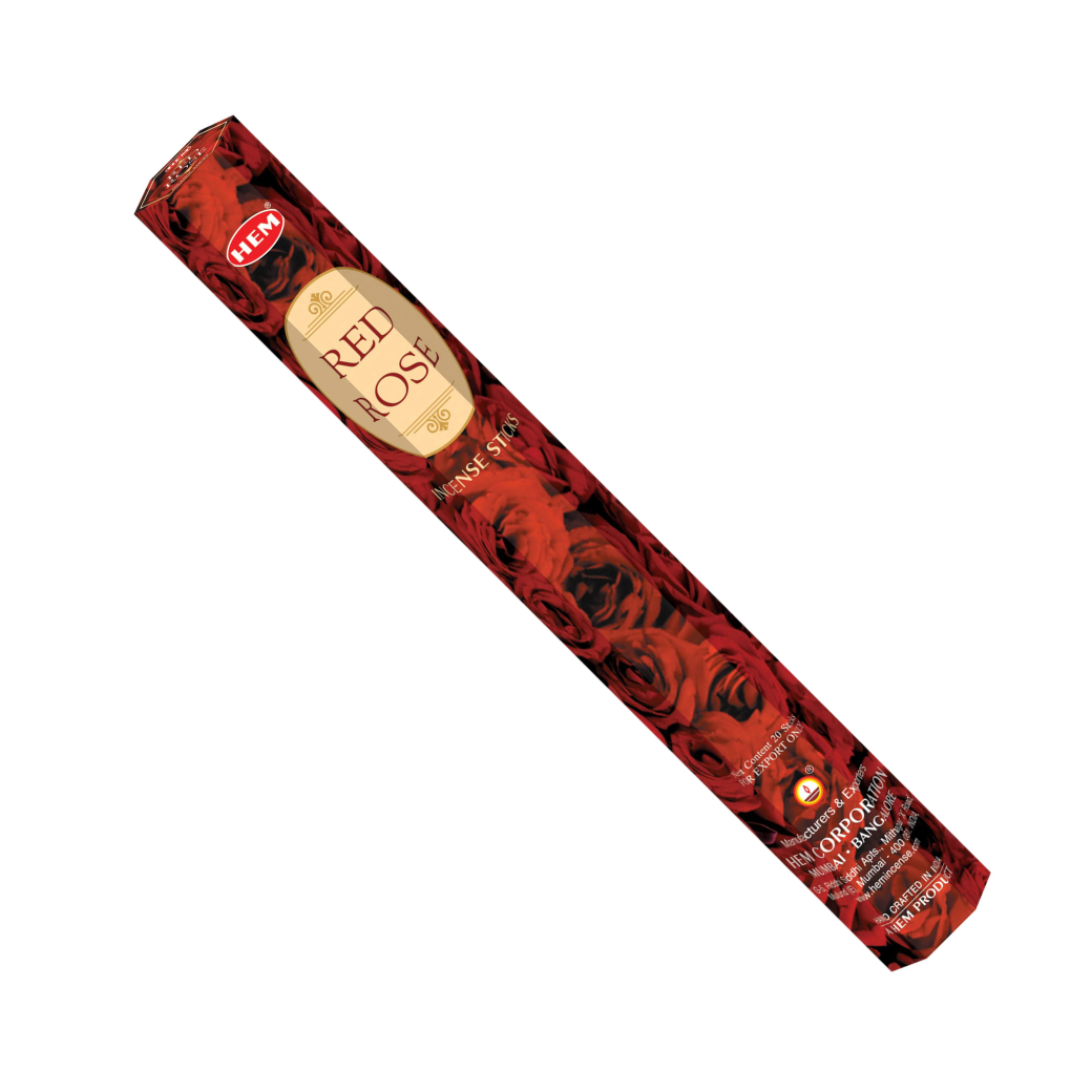 Incienso HEM Red Rose Hexagonal 20 g | Rosa Roja, Amor y Armonía