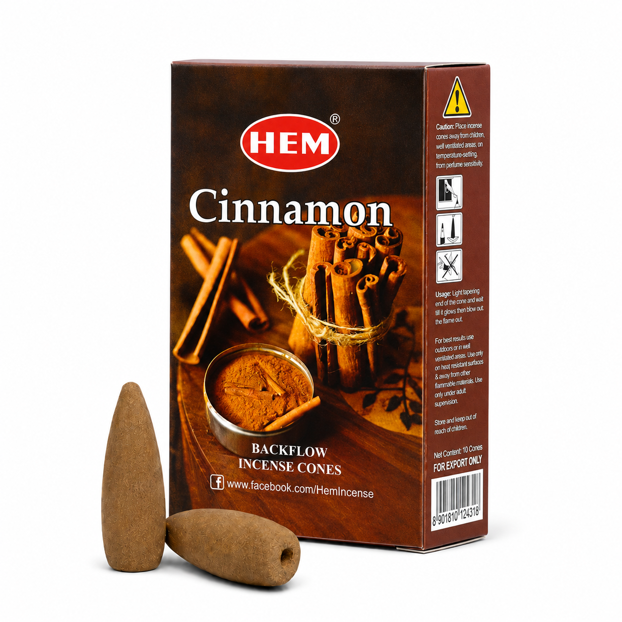 Incienso en Cono con Efecto Cascada Backflow con Aroma a Canela