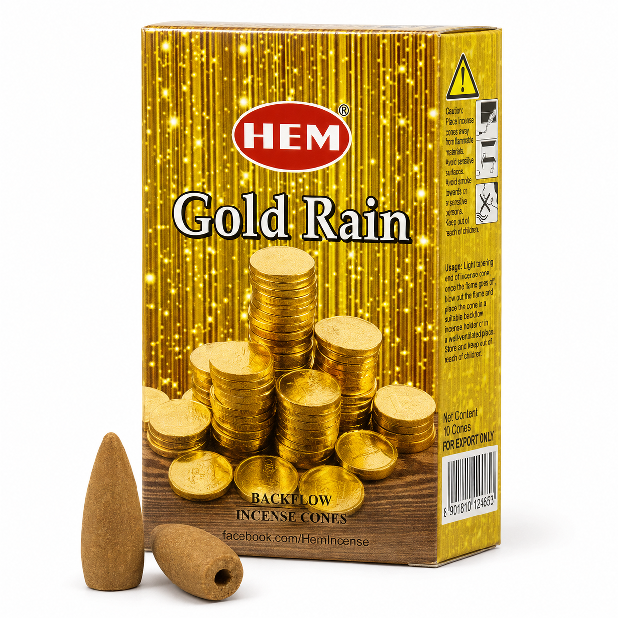 Incienso en Cono con Efecto Cascada Backflow Lluvia de Oro