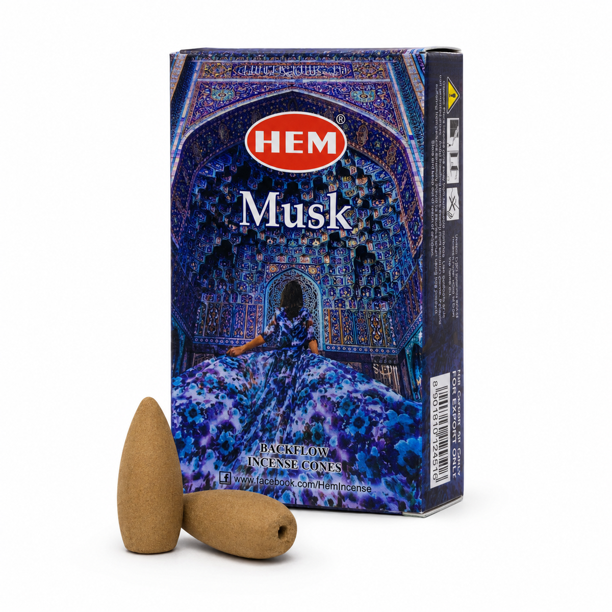 Incienso en Cono con Efecto Cascada Backflow con Aroma a Almizcle