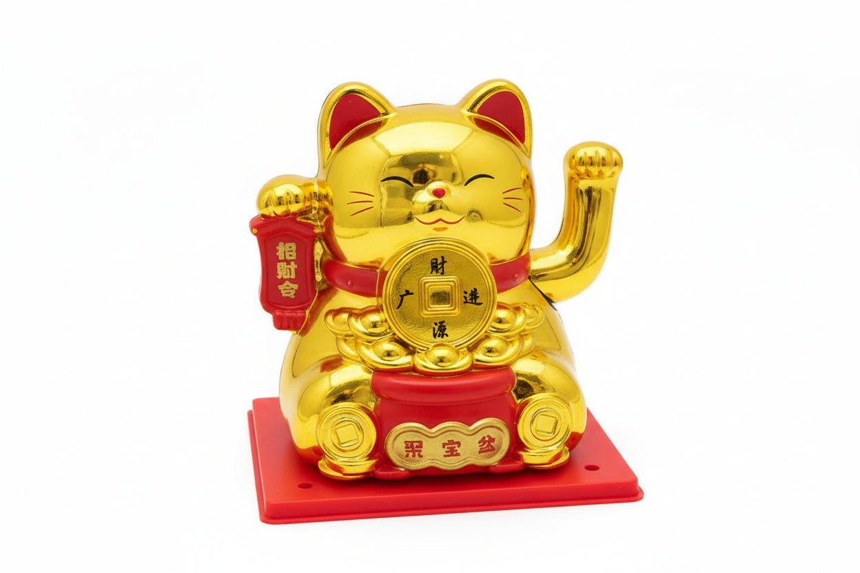 Mini Gato Dorado con Lingotes y Pergamino