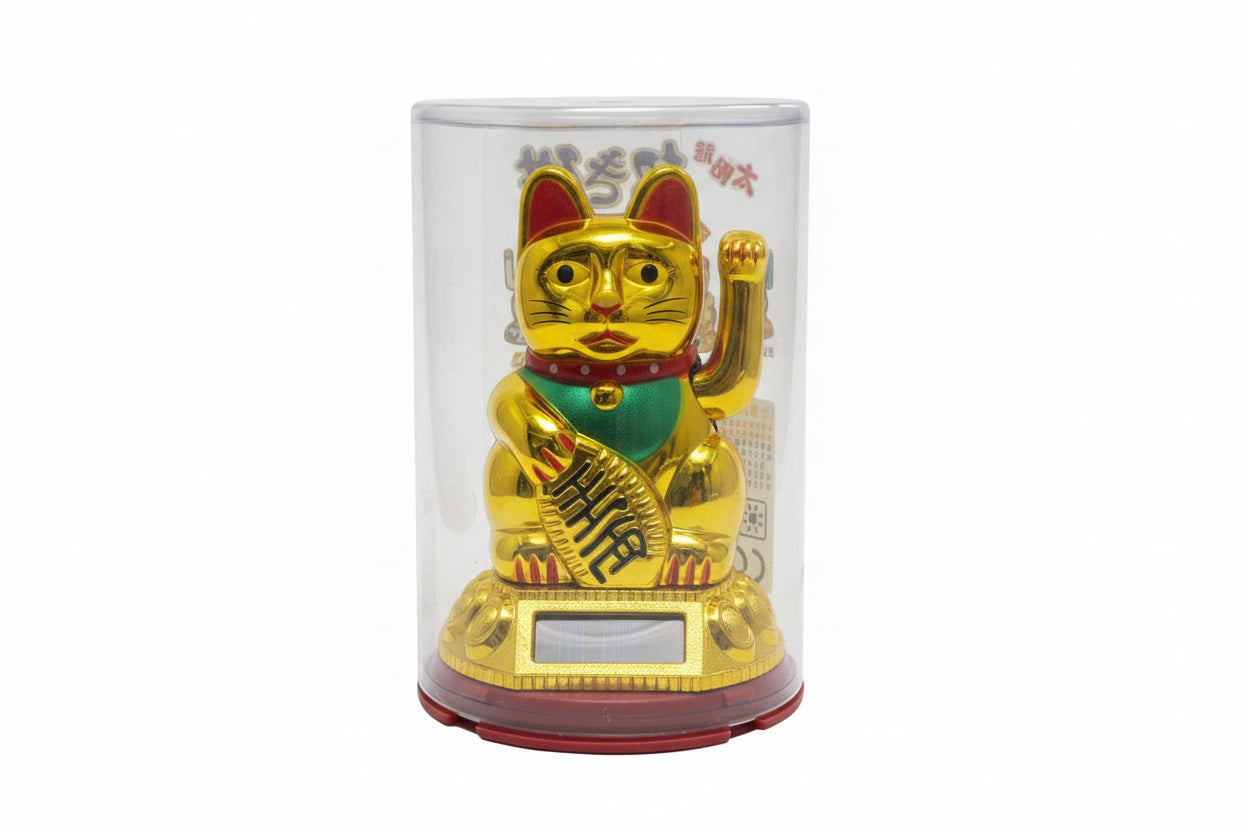 Gato Dorado de la Suerte Solar Pequeño