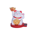 Mini Gato de la Suerte Blanco Solar con Monedas Doradas