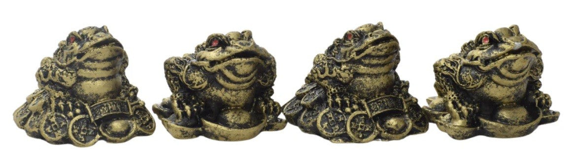 Set de 4 Sapos Dorados de la Fortuna – Riqueza y Abundancia