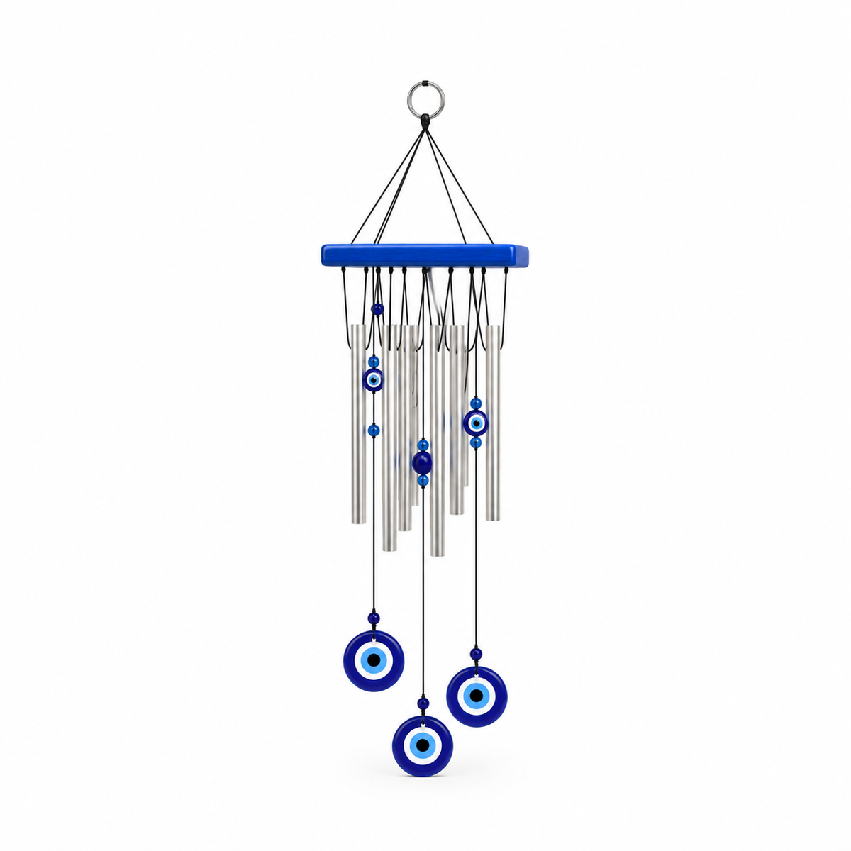 Campana de Viento con Ojo Turco Azul – Protección y Buena Fortuna