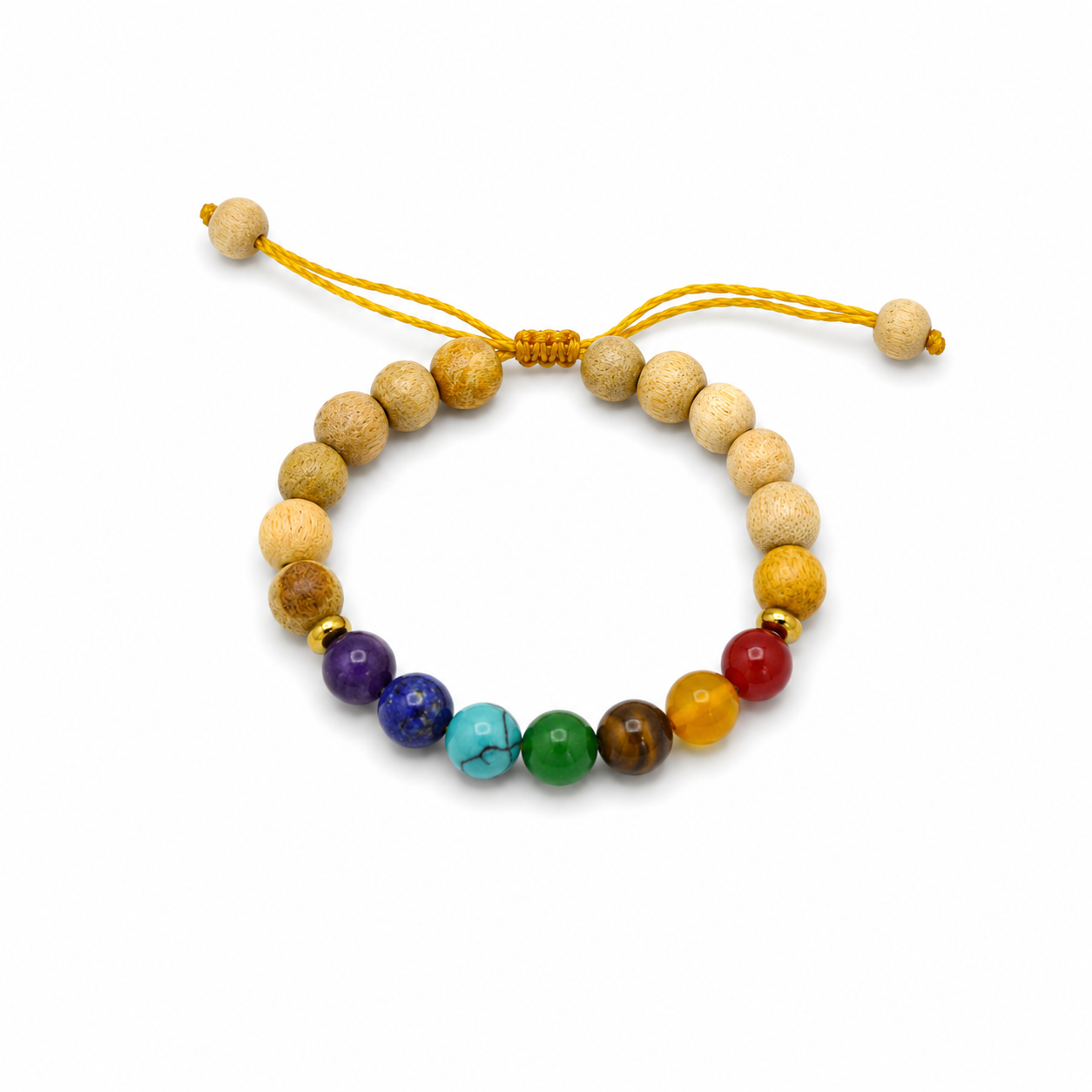 Pulsera de Palo Santo con Piedras de los 7 Chakras