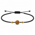 Pulsera Ajustable de Ojo de Tigre con Mostacillas Negras – Piedra Natural de Protección y Confianza