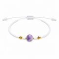 Pulsera Ajustable de Amatista con Mostacillas Blancas
