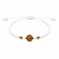 Pulsera Ajustable de Ojo de Tigre con Mostacillas Blancas