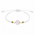 Pulsera Ajustable de Cuarzo Rosa con Mostacillas Blancas