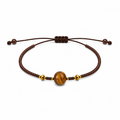 Pulsera Ajustable de Ojo de Tigre con Mostacillas Marrones