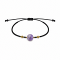 Pulsera Ajustable de Amatista con Mostacillas Negras
