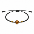 Pulsera Ajustable de Ojo de Tigre con Mostacillas Negras
