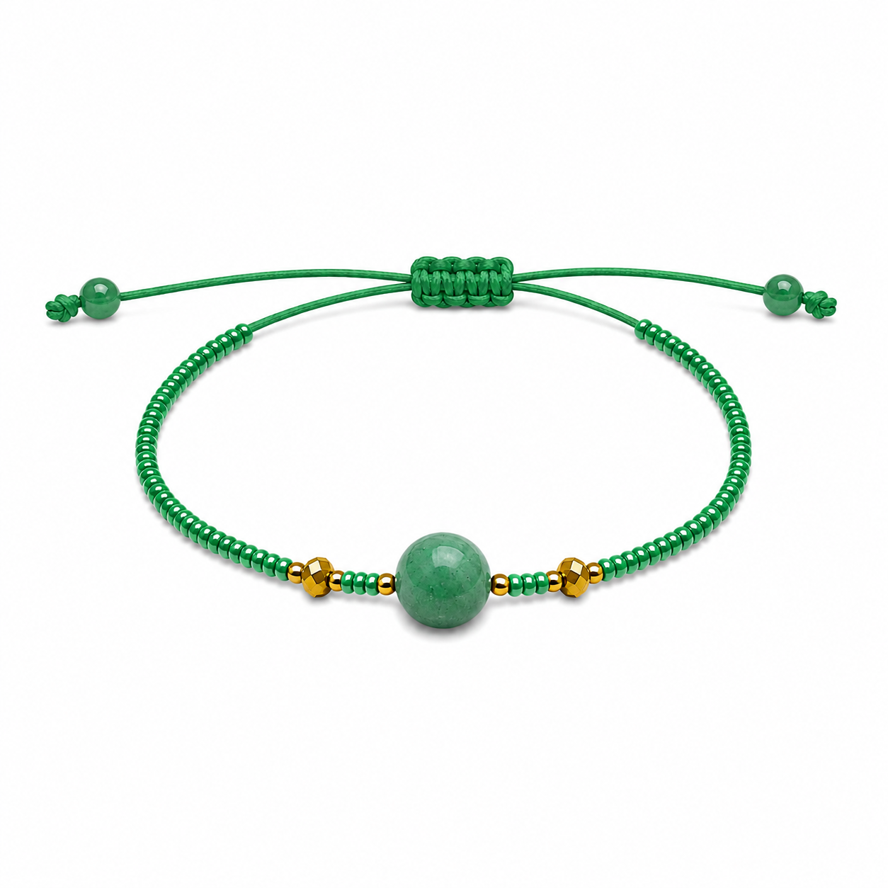 Pulsera Ajustable de Jadeíta con Mostacillas Verdes