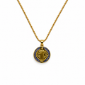 Collar Medalla de San Benito Dorado con Detalles Azules