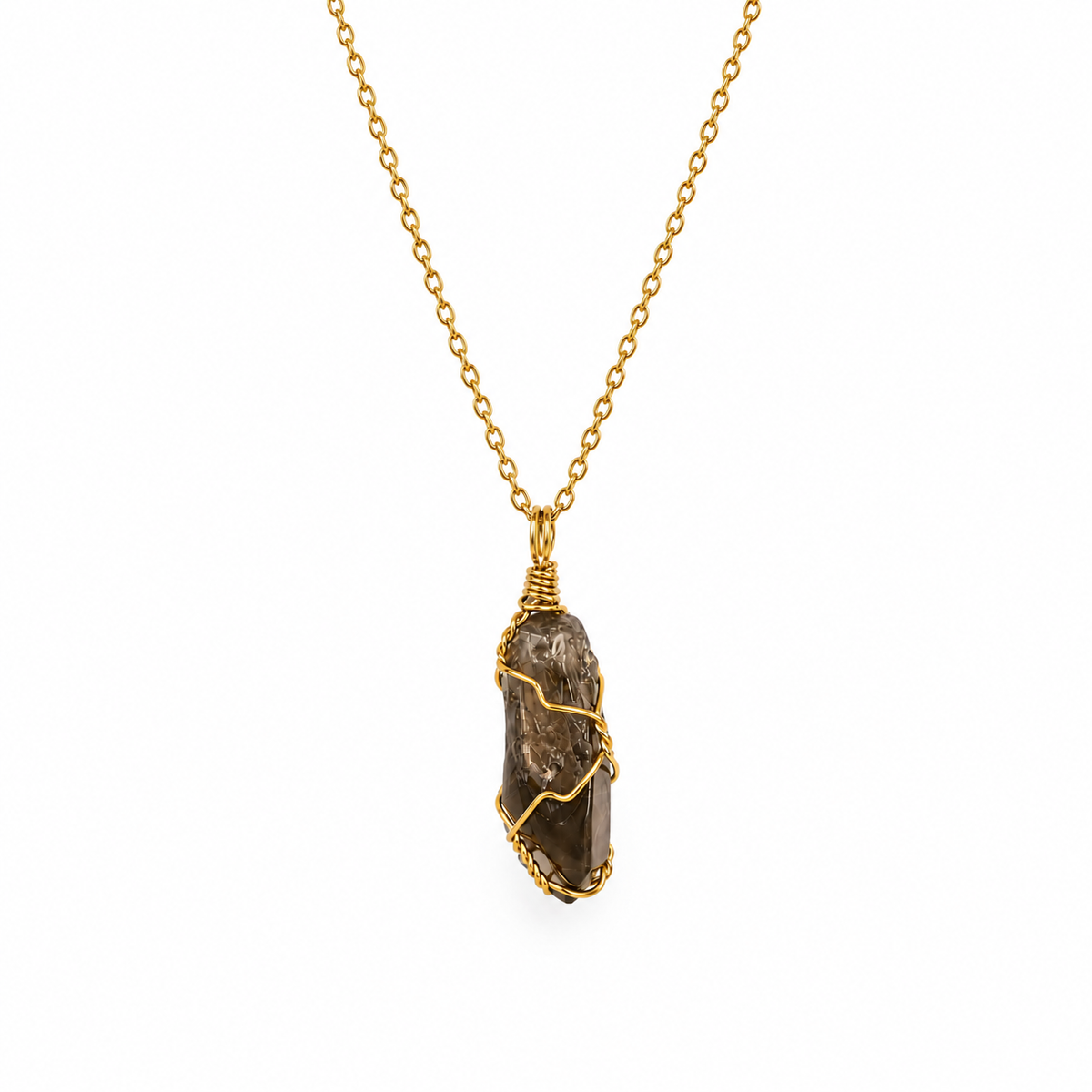 Collar con Dije de Cuarzo Ahumado Natural – Piedra de Protección y Equilibrio