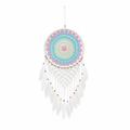Atrapasueños Grande Mandala en Colores Pastel con Plumas Blancas