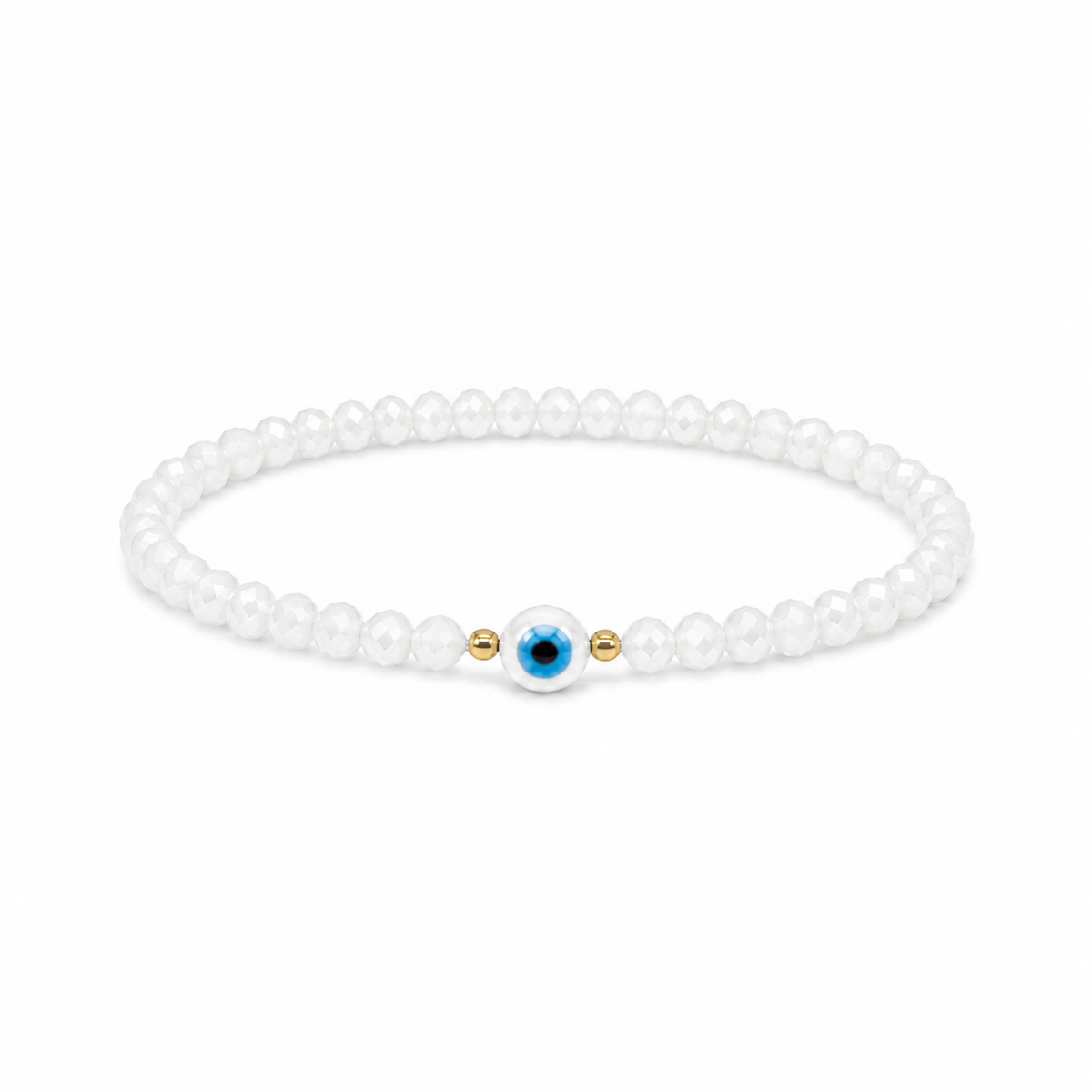 Pulsera de Piedra Checa Blanca con Ojo Turco – Amuleto de Protección y Elegancia