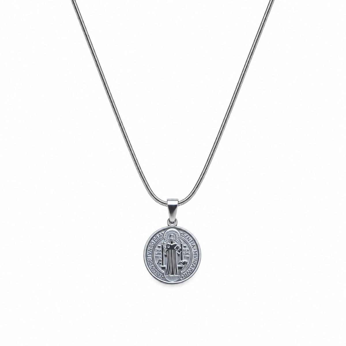 Collar San Benito Plateado con Medalla