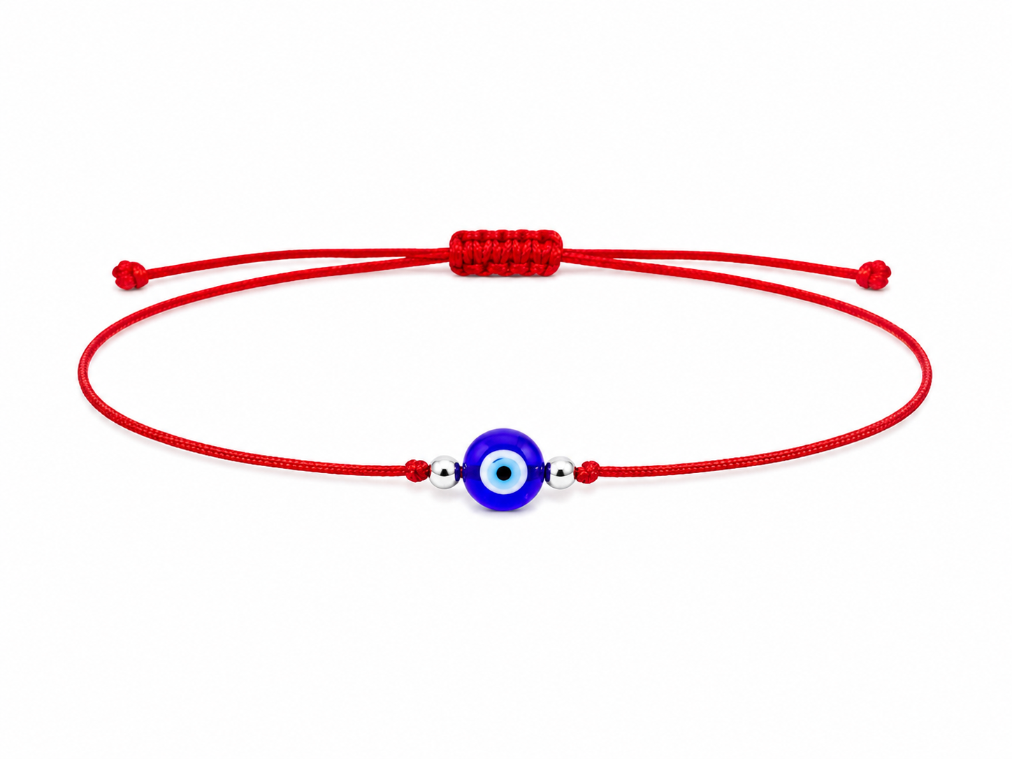 Pulsera Ajustable de Hilo Rojo con Ojo Turco – Amuleto de Protección y Buena Energía