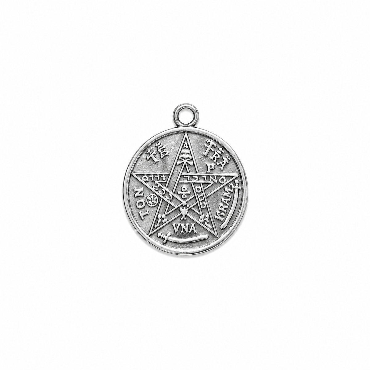 Dije Tetragrámaton de Metal Plateado – Amuleto de Protección