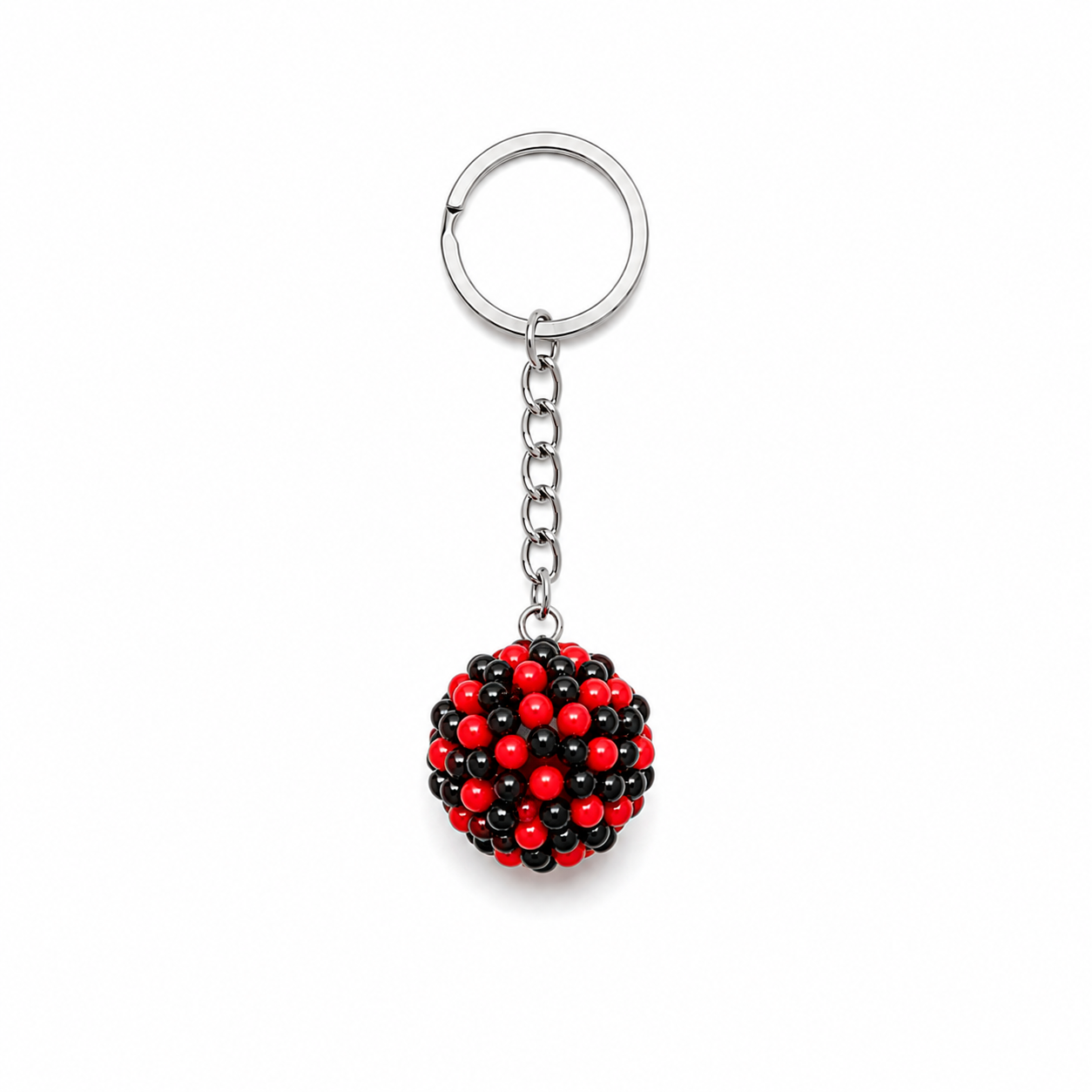 Llavero de Huayruro Rojo y Negro para Protección y Buena Suerte