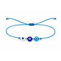 Pulsera Ajustable de Tres Ojos Turcos con Hilo Celeste – Amuleto de Protección y Buena Energía