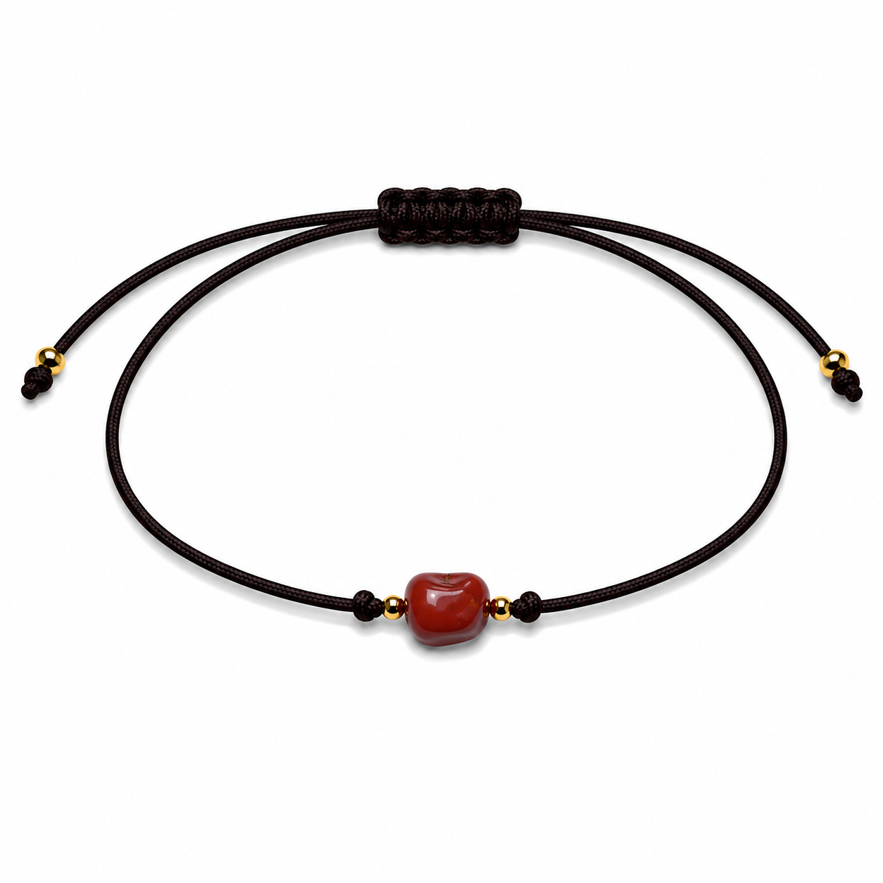 Pulsera Ajustable de Jaspe Rojo con Hilo Negro – Piedra Natural de Fortaleza y Vitalidad