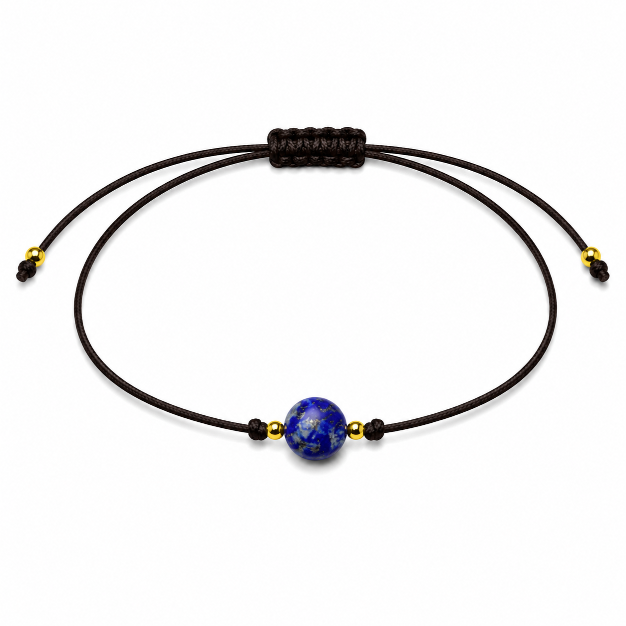 Pulsera Ajustable de Lapislázuli con Hilo Negro – Piedra Natural de Sabiduría y Comunicación