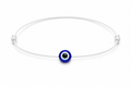 Pulsera Ajustable de Ojo Turco Azul con Hilo Blanco – Amuleto de Protección