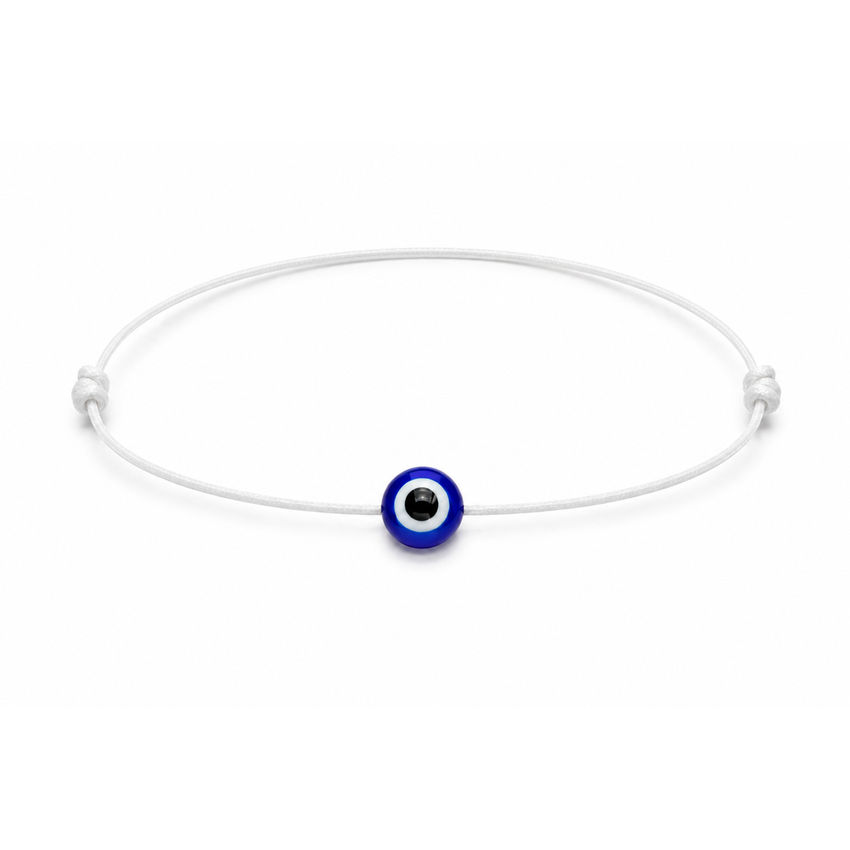 Pulsera Ajustable de Ojo Turco Azul con Hilo Blanco – Amuleto de Protección