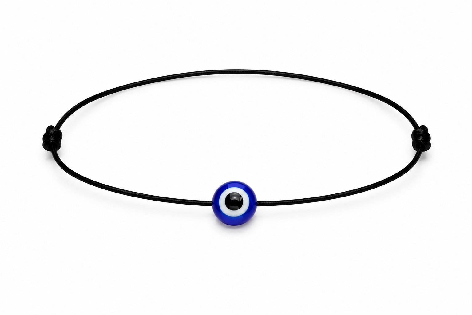 Pulsera de Ojo Turco con Hilo Negro – Amuleto de Protección Ajustable