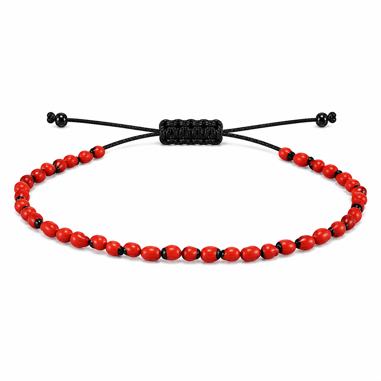 Pulsera Ajustable de Huayruro con Hilo Negro – Semillas Naturales de Protección y Buena Suerte