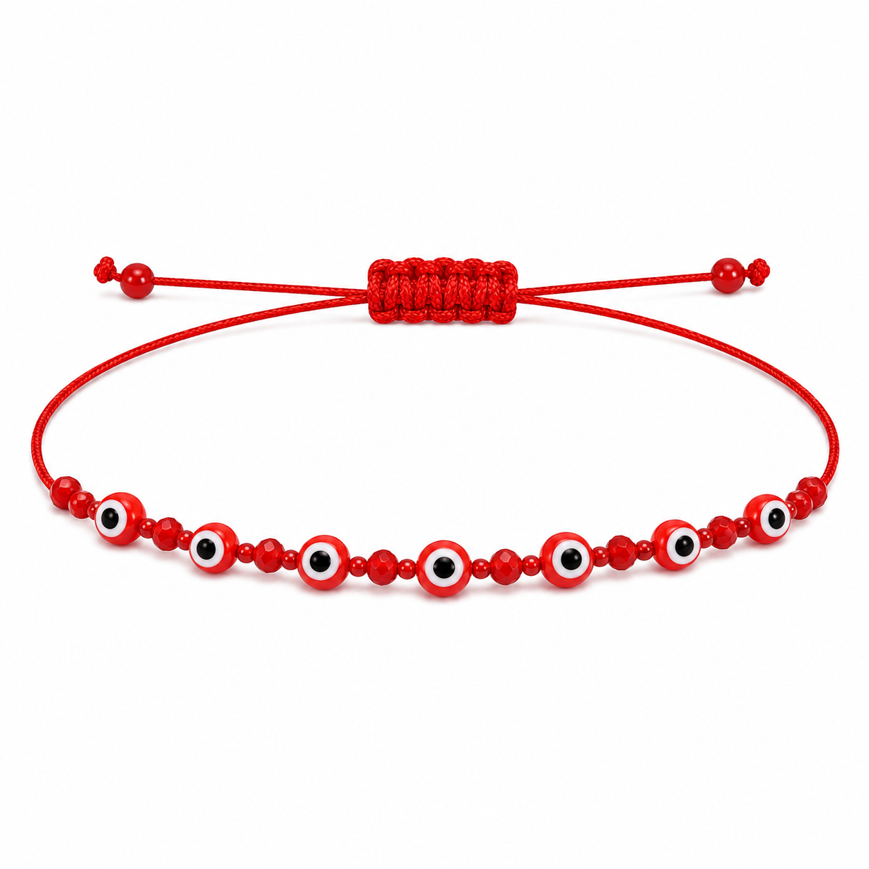 Pulsera Ajustable de 7 Ojos Turcos con Hilo Rojo – Amuleto de Protección contra las Malas Energías
