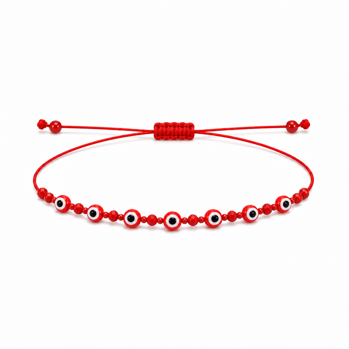 Pulsera Ajustable de 7 Ojos Turcos con Hilo Rojo – Amuleto de Protección contra las Malas Energías
