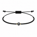Pulsera Ajustable de Ojo Turco Negro con Mostacillas – Amuleto de Protección