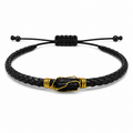 Pulsera Ajustable de Turmalina Negra Natural con Cuero Trenzado – Piedra de Protección