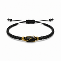 Pulsera Ajustable de Turmalina Negra Natural con Cuero Trenzado – Piedra de Protección