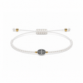 Pulsera Ajustable de San Benito con Mostacillas Blancas – Medalla de Protección