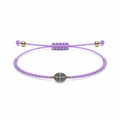 Pulsera Ajustable de San Benito con Mostacillas Lila – Medalla de Protección