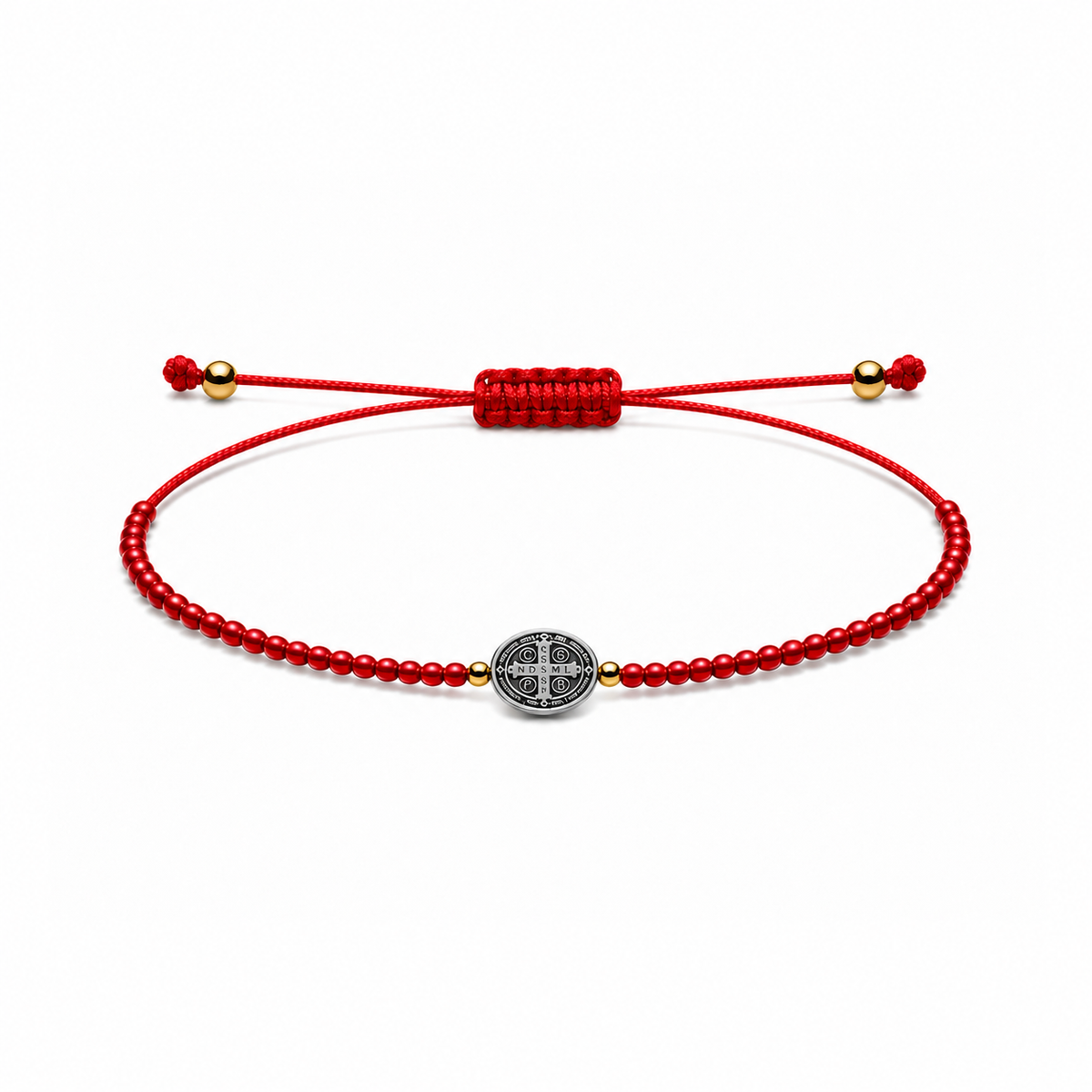 Pulsera de San Benito con Mostacillas Rojas – Medalla de Protección