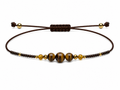 Pulsera Ajustable de Ojo de Tigre con Mostacillas Marrones