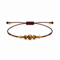 Pulsera Ajustable de Ojo de Tigre con Mostacillas Marrones