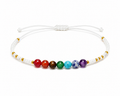 Pulsera Ajustable de los 7 Chakras con Mostacillas Blancas