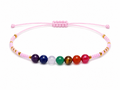 Pulsera Ajustable de los 7 Chakras con Mostacillas Rosadas