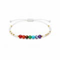 Pulsera Ajustable de los 7 Chakras con Mostacillas Blancas